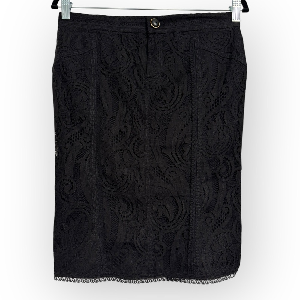 DOLCE & GABBANA Black Floral Lace Pencil Cut Skirt, Sz 28/42 - Picture 2 of 12